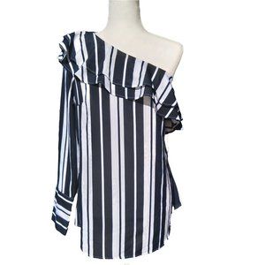 Banana Republic One Sleeve Striped Tunic  L NWT